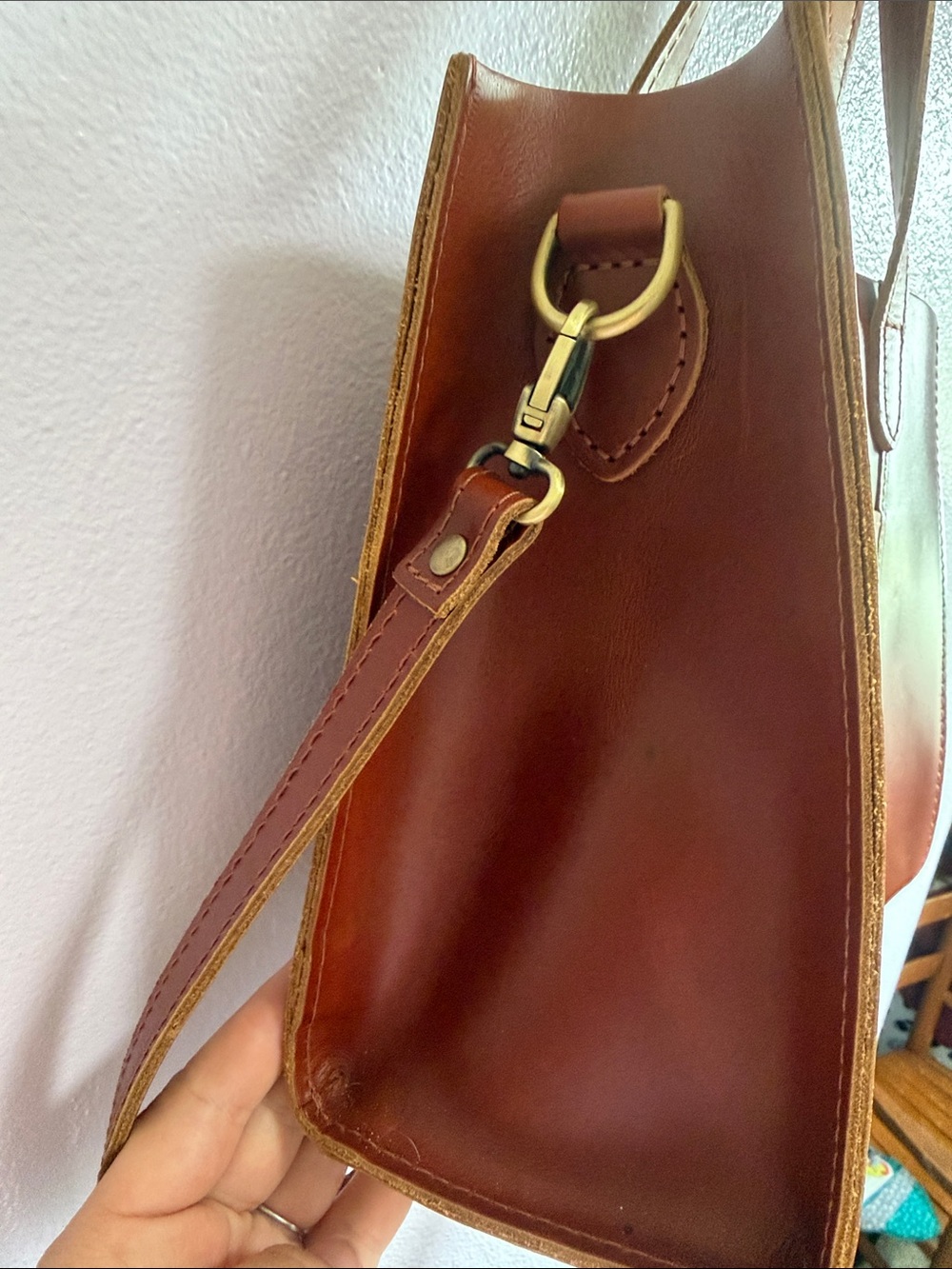 Portland Leather Lola Crossbody Tote- Madrone - Picture 7 of 16